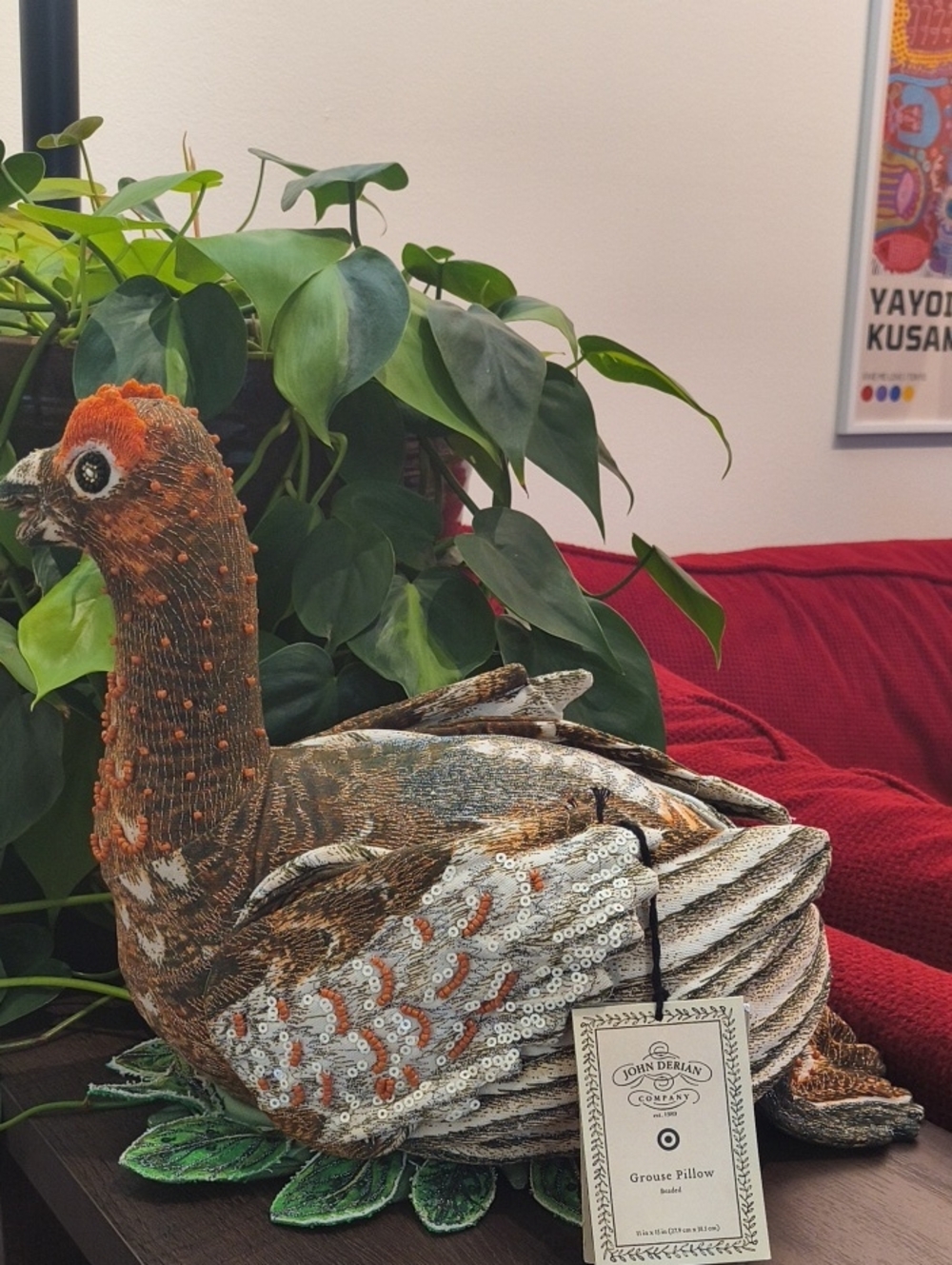 John Derian Target Grouse Beaded Pillow NWT